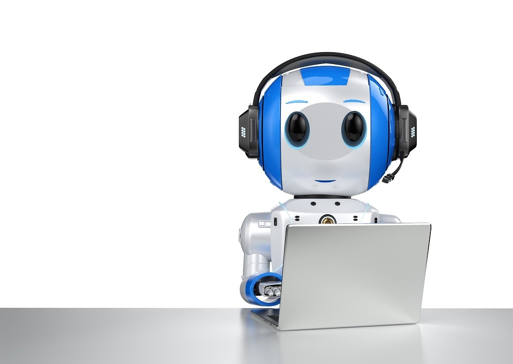 artificial intelligence robot with headset